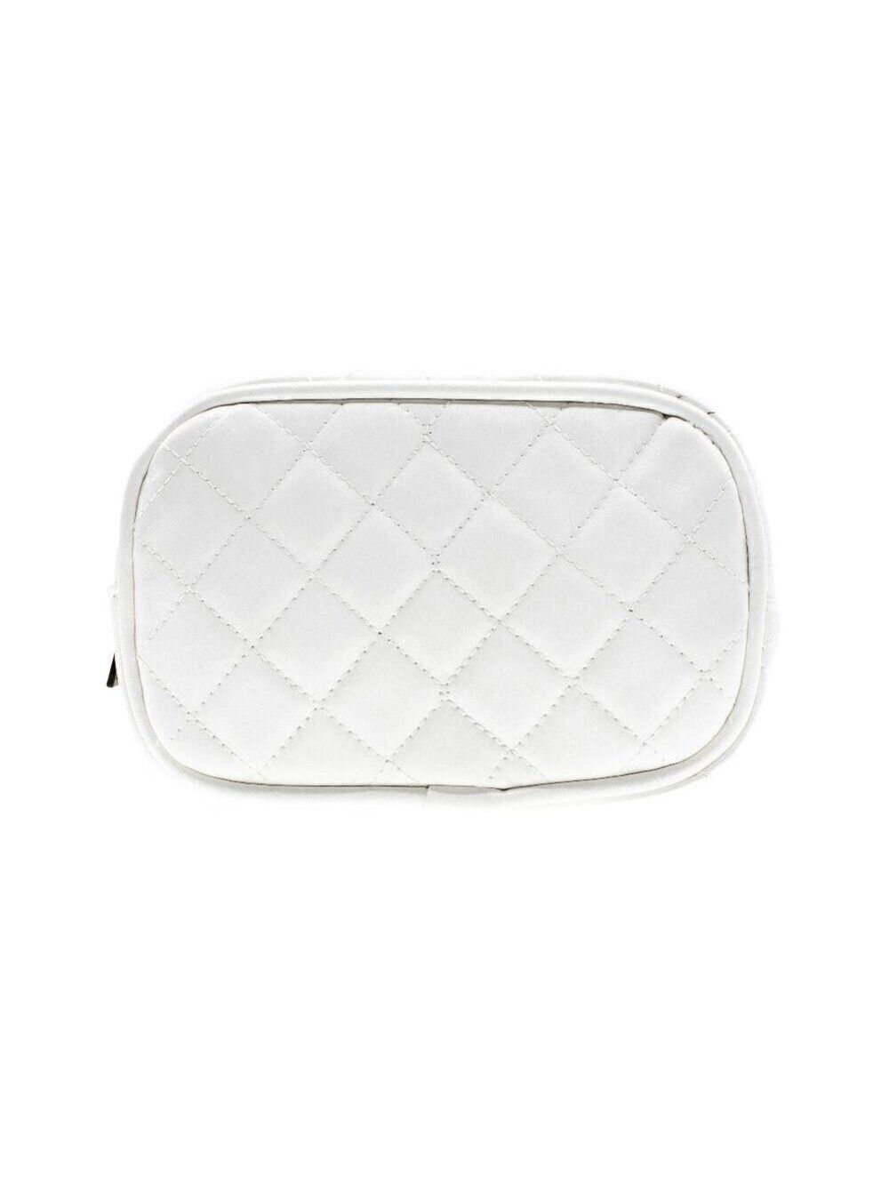Vegan White Quilted Cosmetic Bag